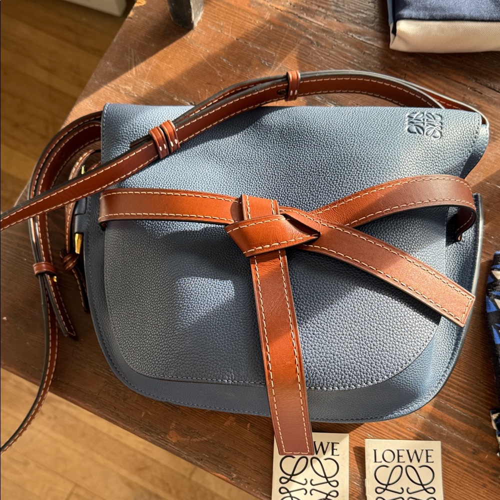 Loewe Navy and Chestnut Leather Crossbody Bag
